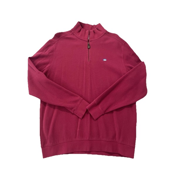 Southern Tide Men's Large Red Quarter Q-Zip Long Sleeve Pullover Skipjack ECU - Picture 1 of 5
